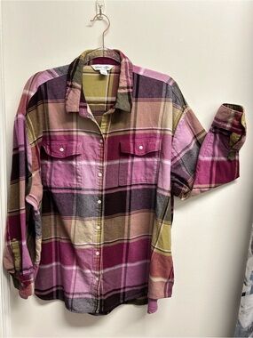 The Boyfriend Shirt Plaid Button-Up in Pink, Olive & Burgundy
